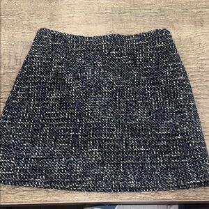 Theory Black and White and Blue Tweed Mini Skirt